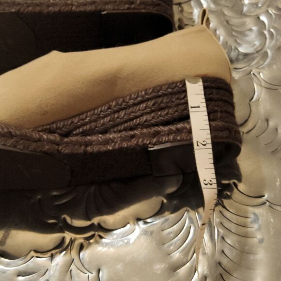 YvesSaintLaurent stretchy wedges,khaki in color and dark brown braiding wedge - Picture 8 of 8